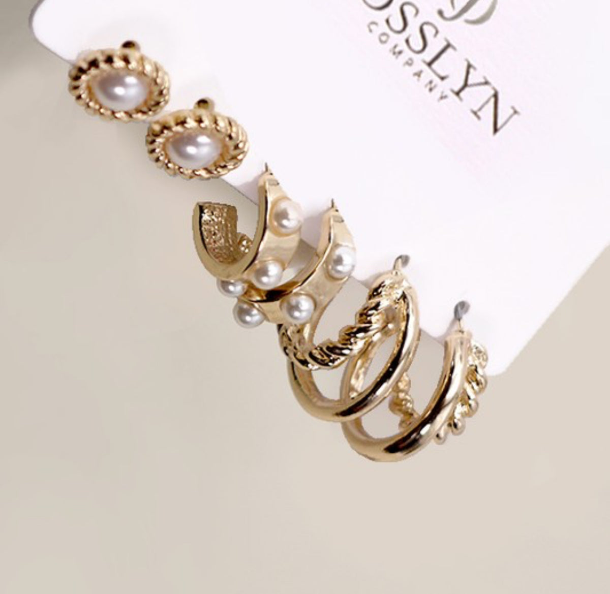 Gold Pearl Trio Earrings