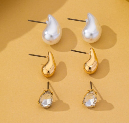 Tear Drop Trio Earrings