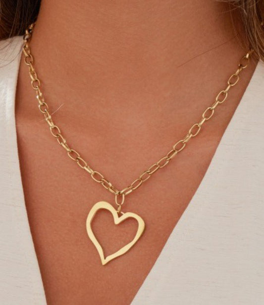 Golden Heart Necklace 18k Stainless