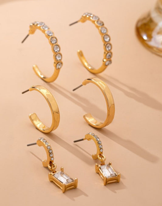 Crystal Accent Trio Earrings