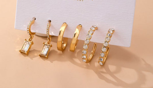 Crystal Accent Trio Earrings
