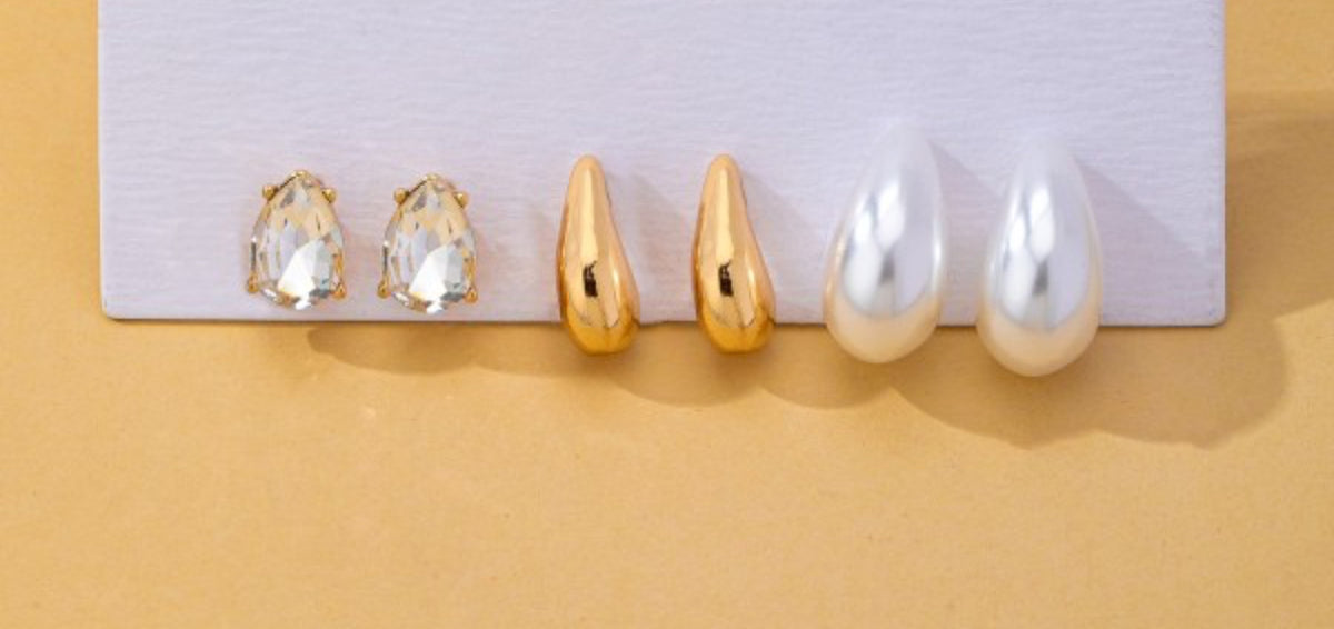 Tear Drop Trio Earrings